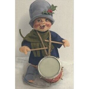 Vintage Annalee 1971 Christmas Drummer Boy Posable w/stand 8" USA Handpainted